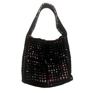 Chic Black Woven Shoulder Bag crochet tote bag